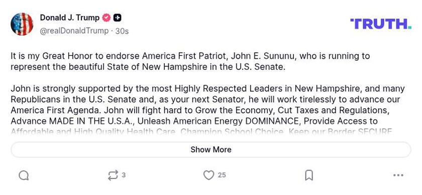 Post image from Donald Trump