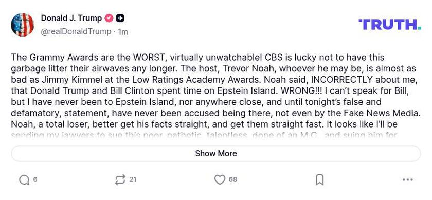 Post preview from Donald Trump