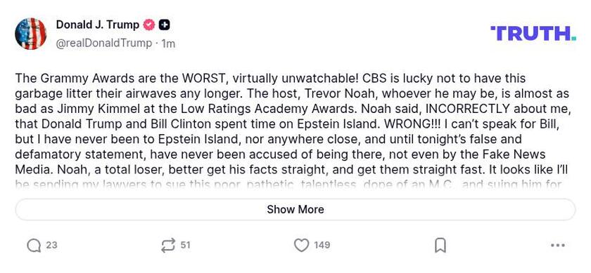 Post preview from Donald Trump