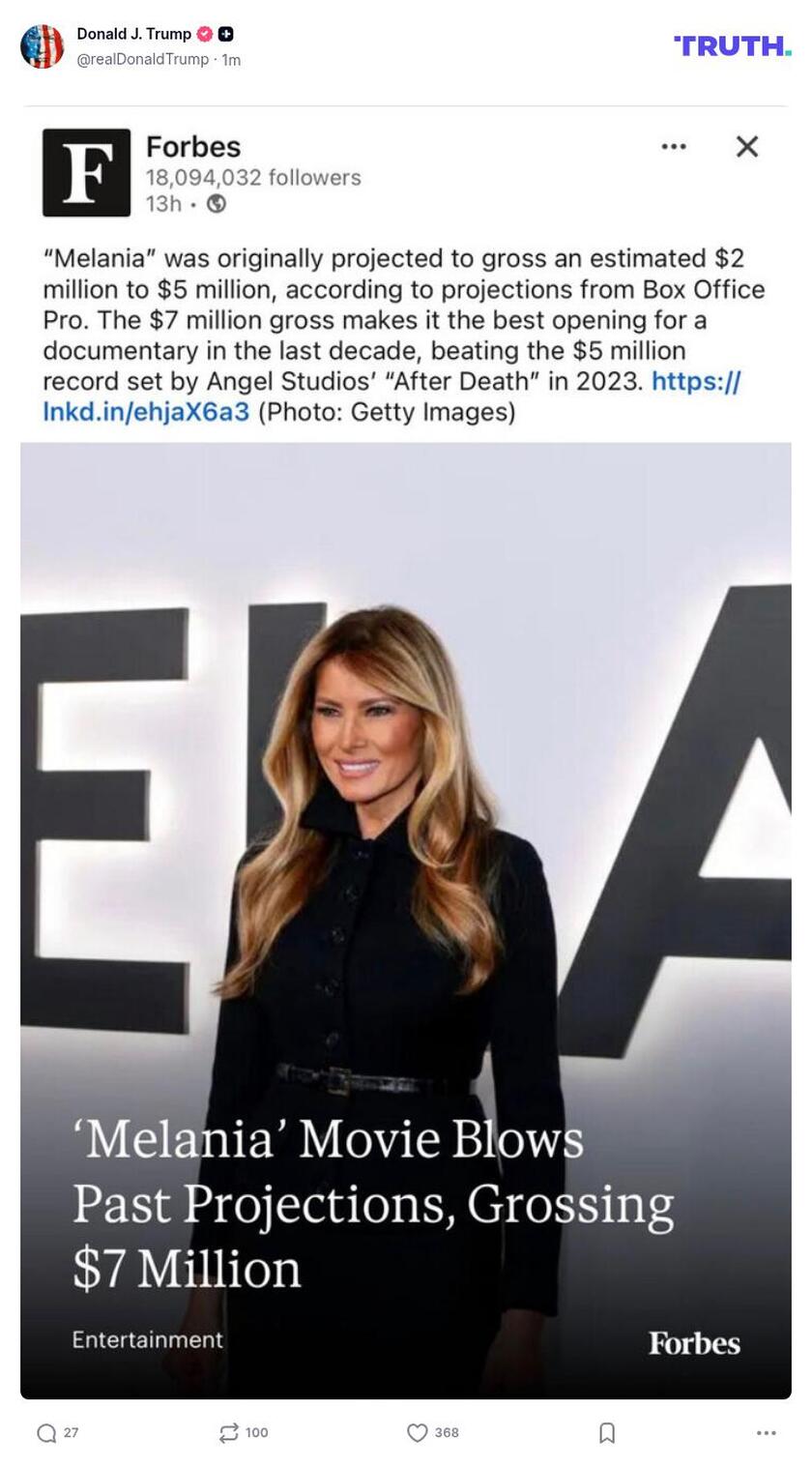 Post image from Donald Trump