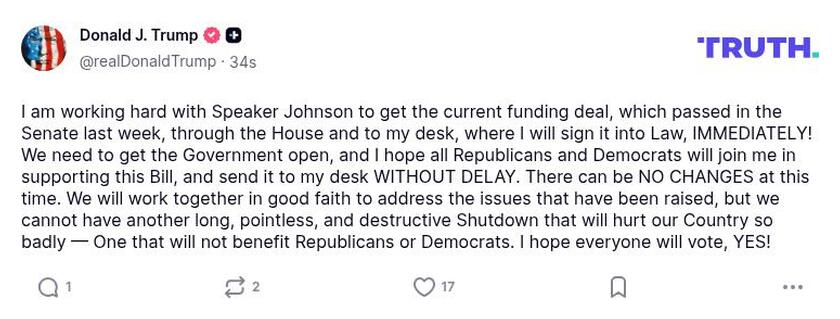 Post image from Donald Trump