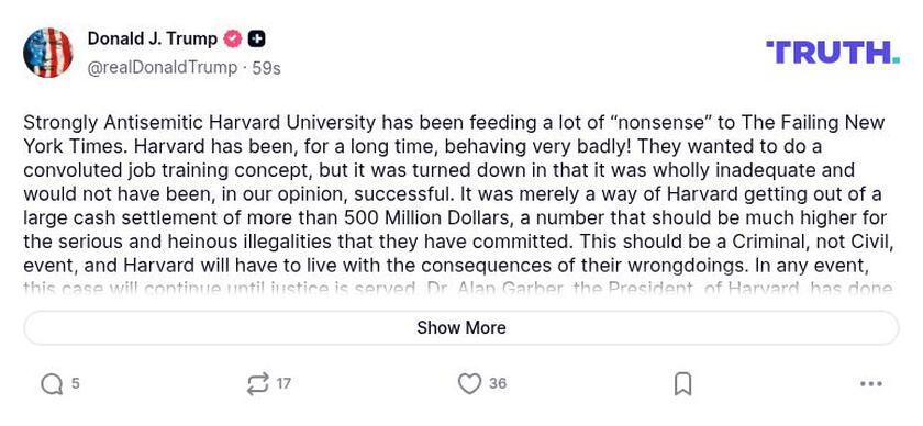 Post image from Donald Trump