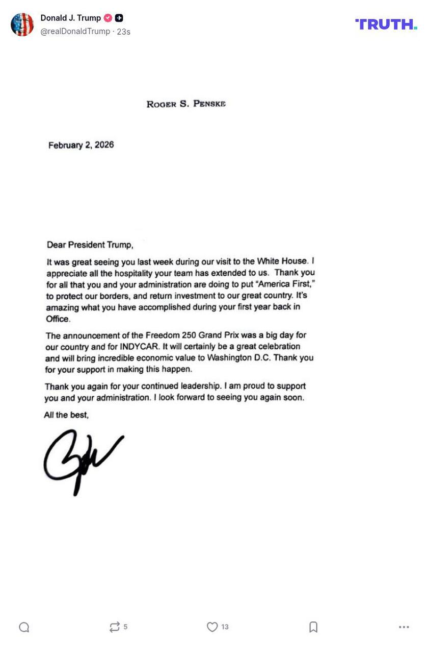 Post image from Donald Trump