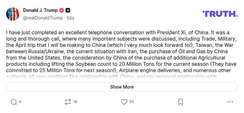 Post preview from Donald Trump