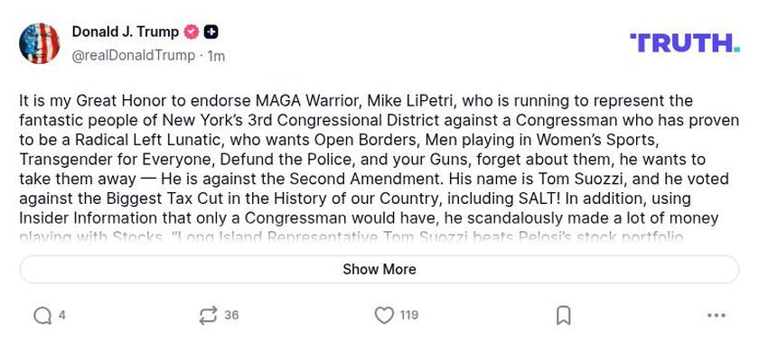 Post image from Donald Trump