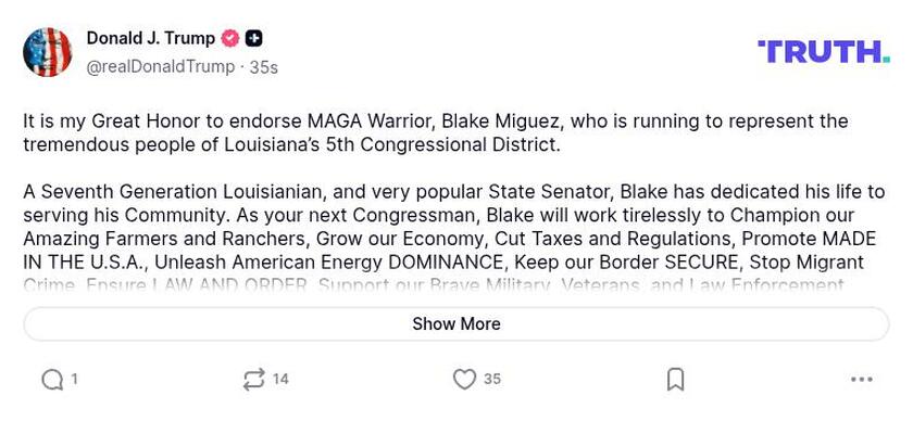 Post image from Donald Trump