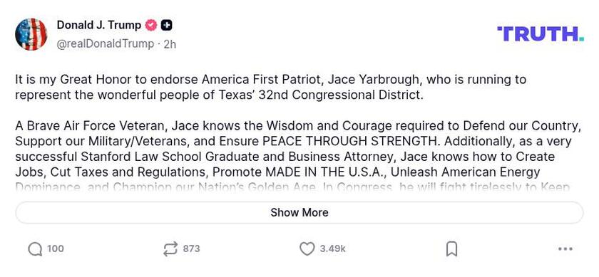 Post image from Donald Trump