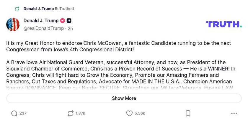 Post image from Donald Trump