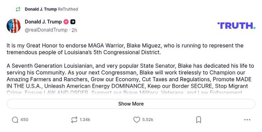 Post image from Donald Trump