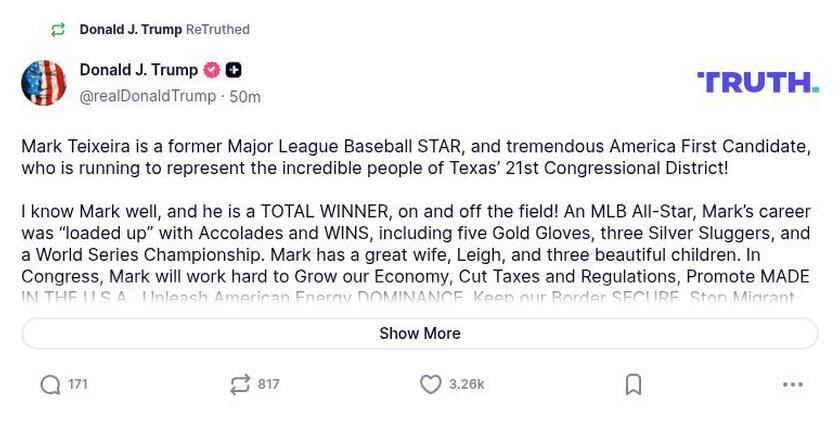 Post image from Donald Trump