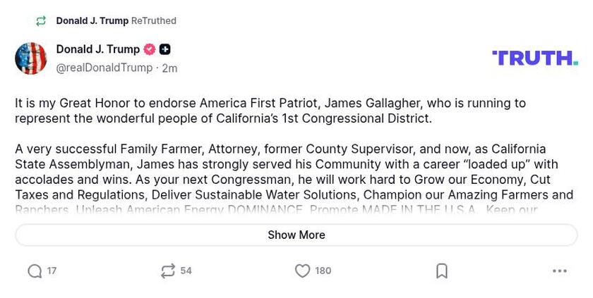 Post image from Donald Trump