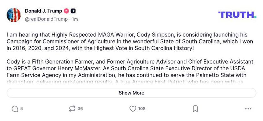 Post image from Donald Trump