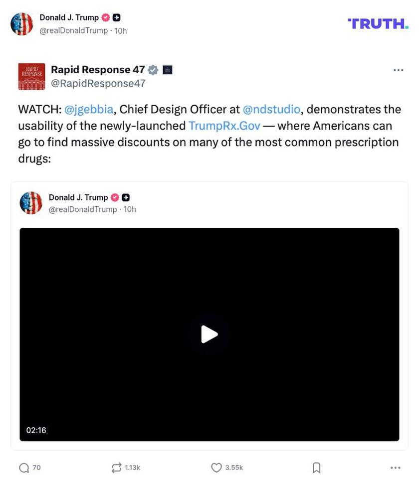 Post image from Donald Trump