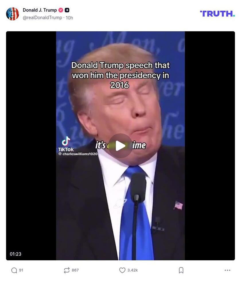 Post image from Donald Trump