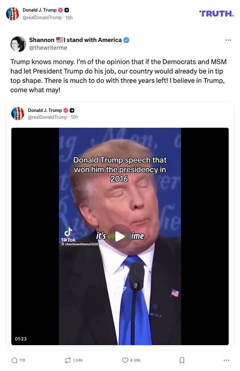 Post image from Donald Trump