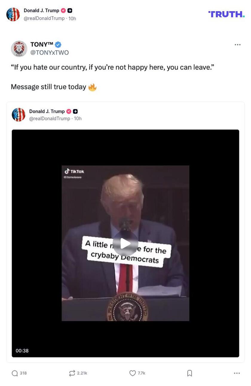 Post image from Donald Trump