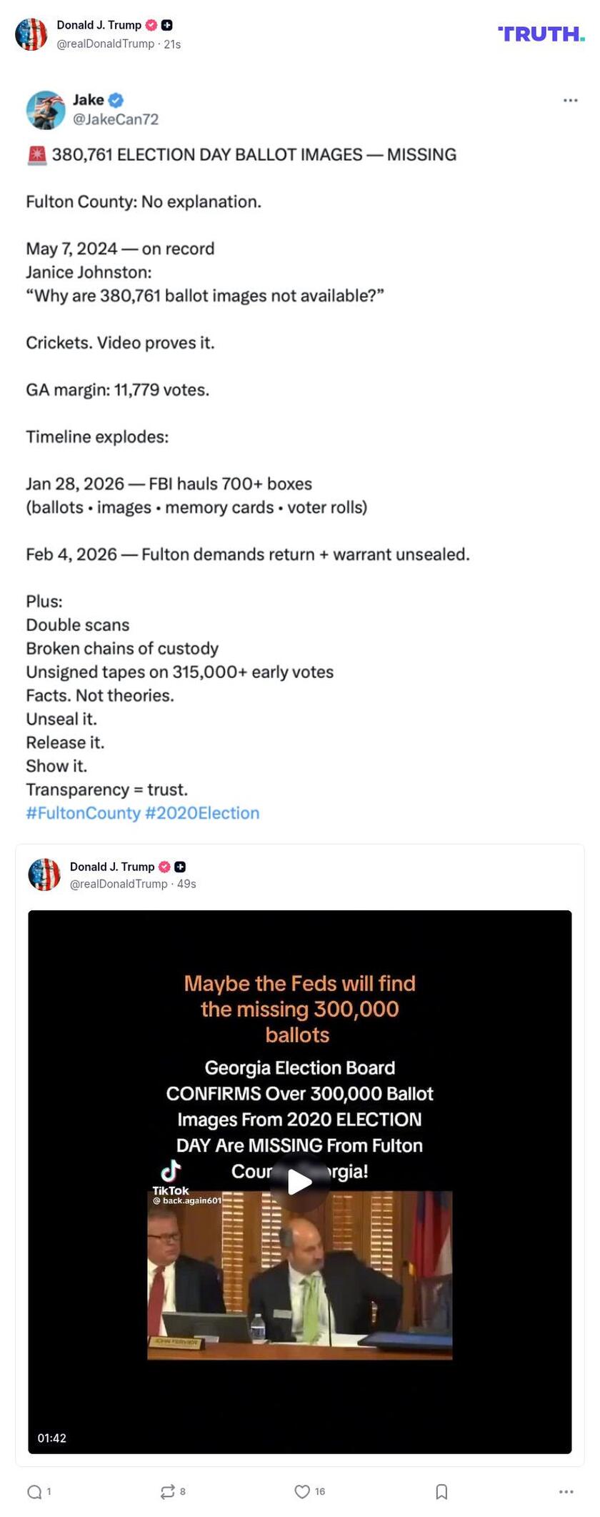 Post image from Donald Trump