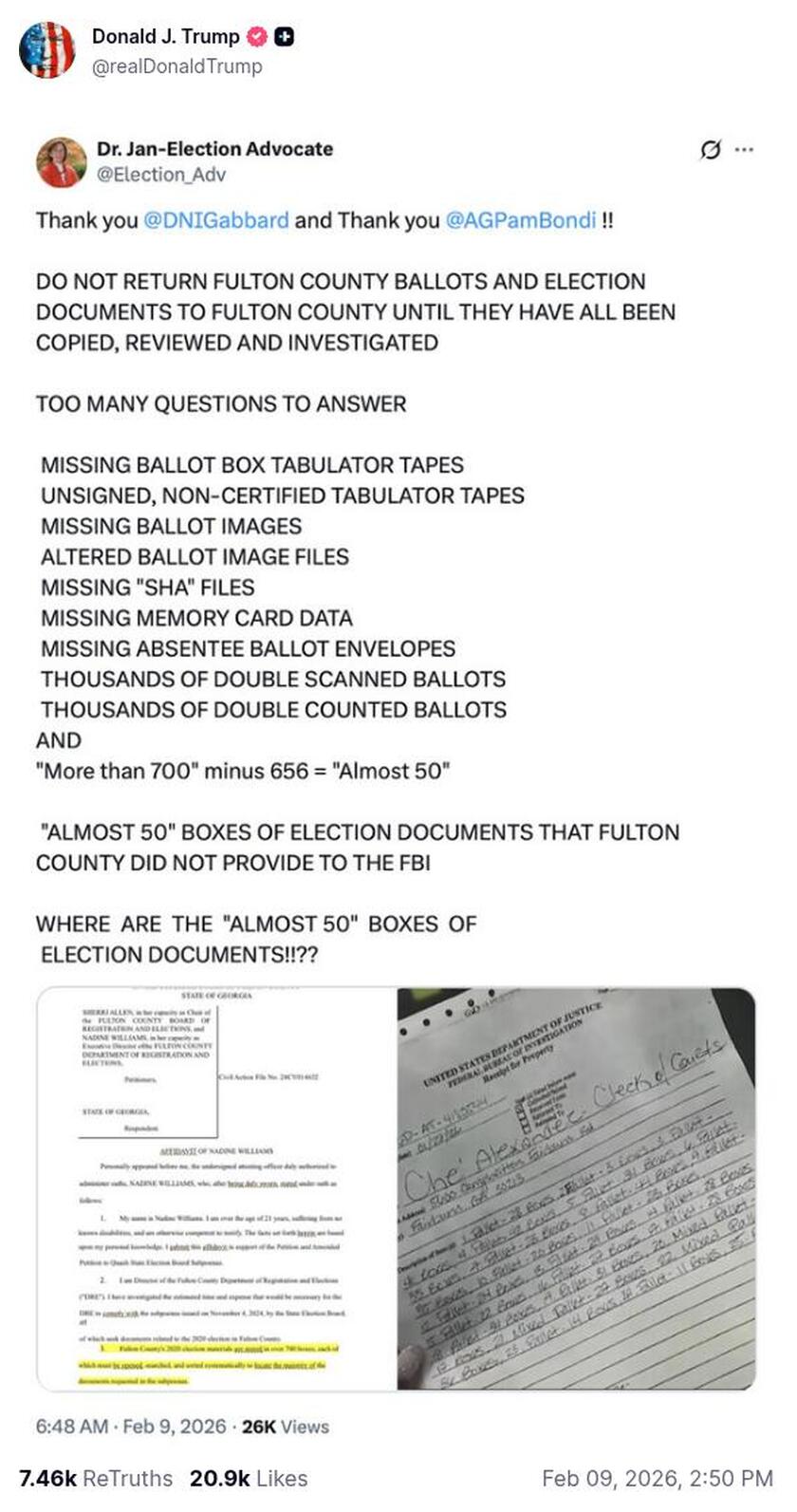 Post image from Donald Trump