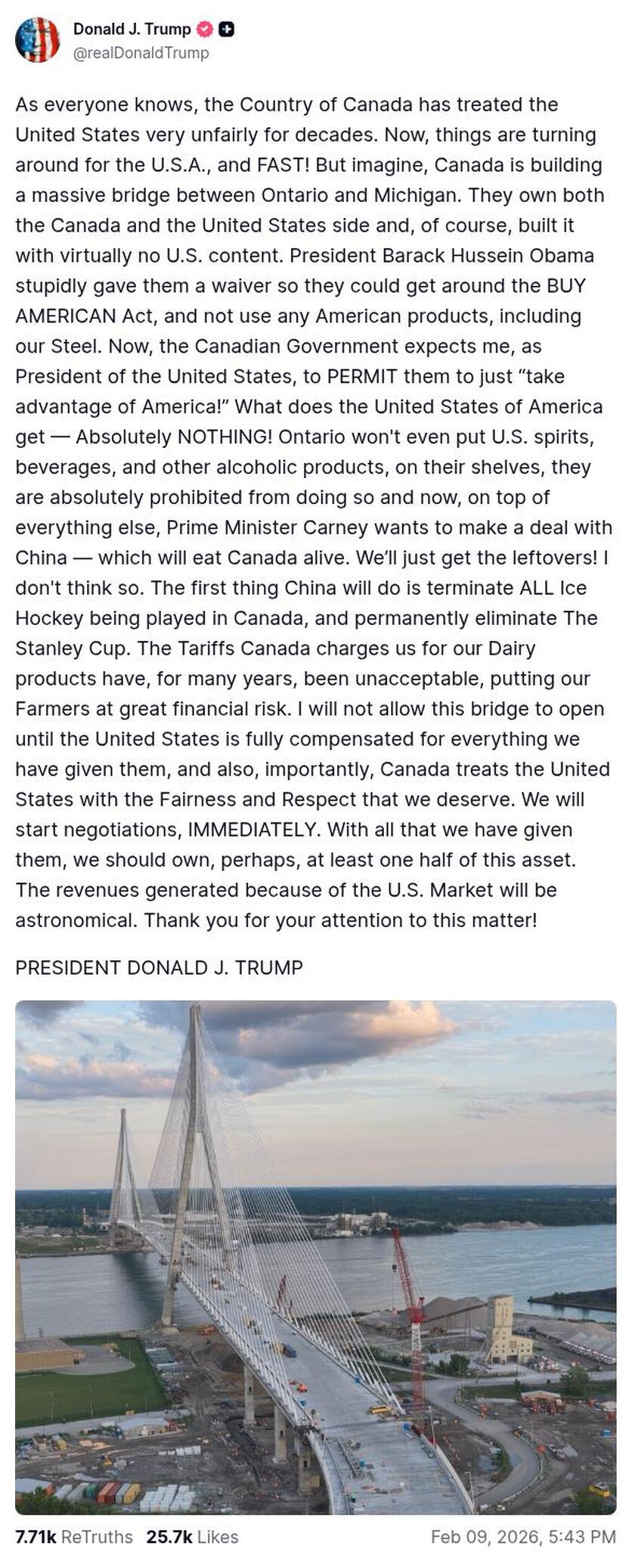 Post preview from Donald Trump