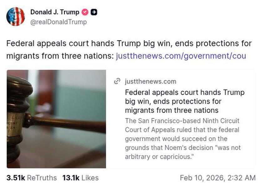 Post image from Donald Trump