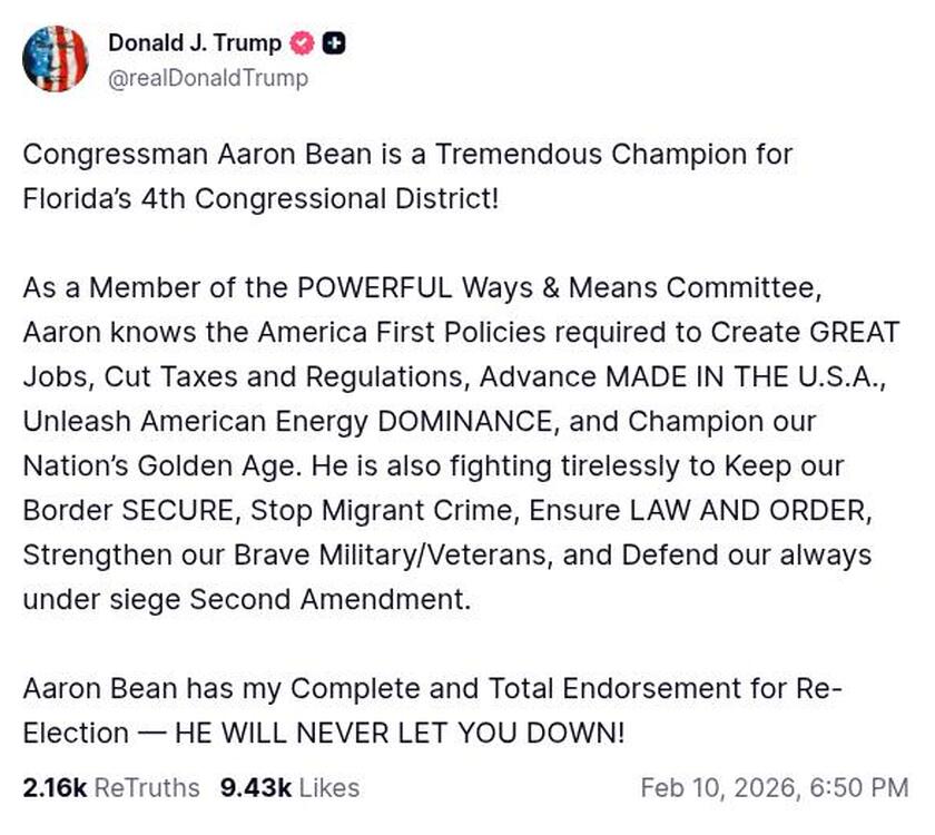 Post image from Donald Trump