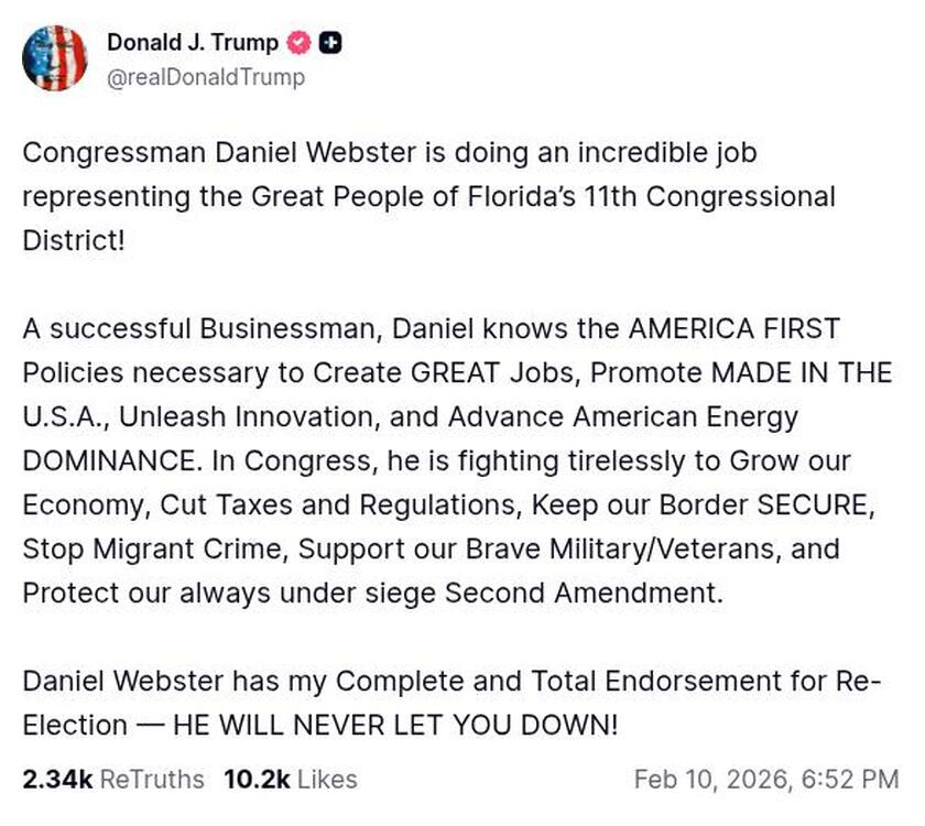 Post image from Donald Trump