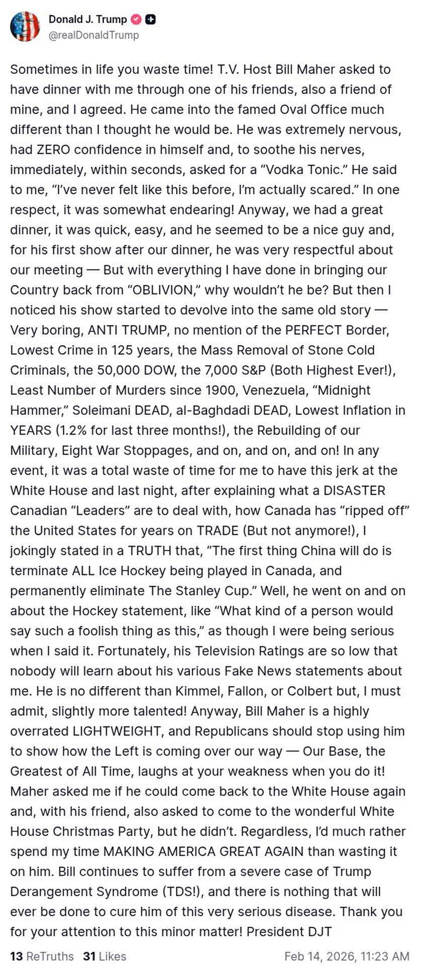 Post preview from Donald Trump