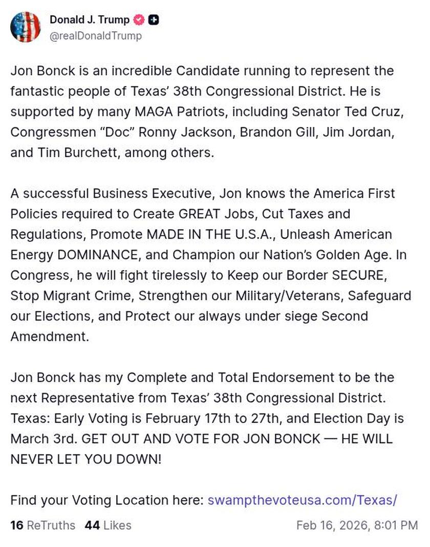 Post image from Donald Trump