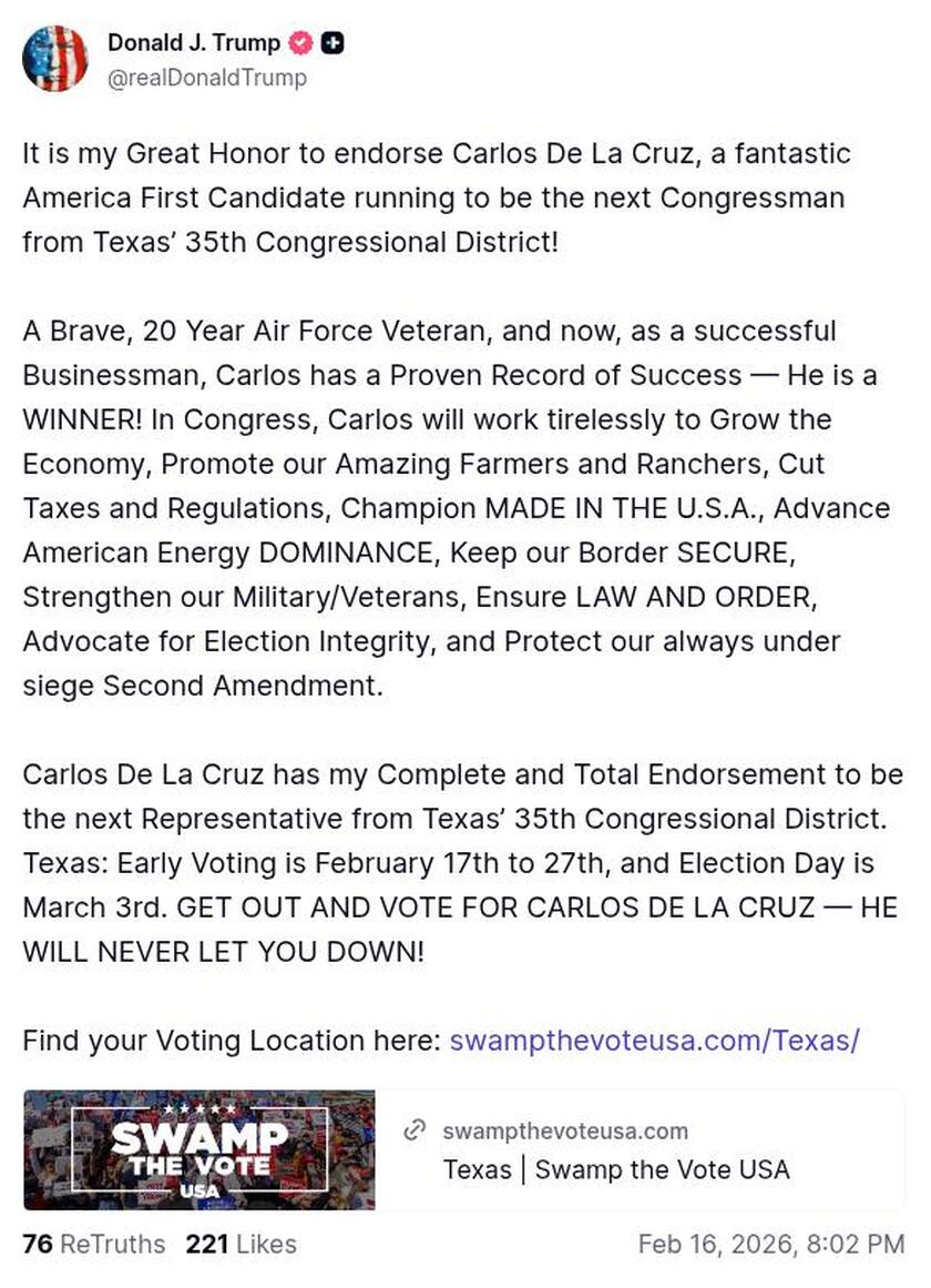 Post image from Donald Trump