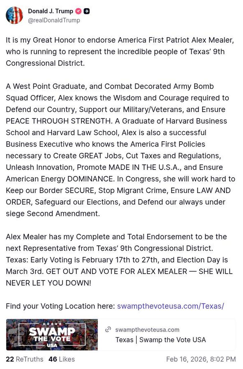 Post image from Donald Trump