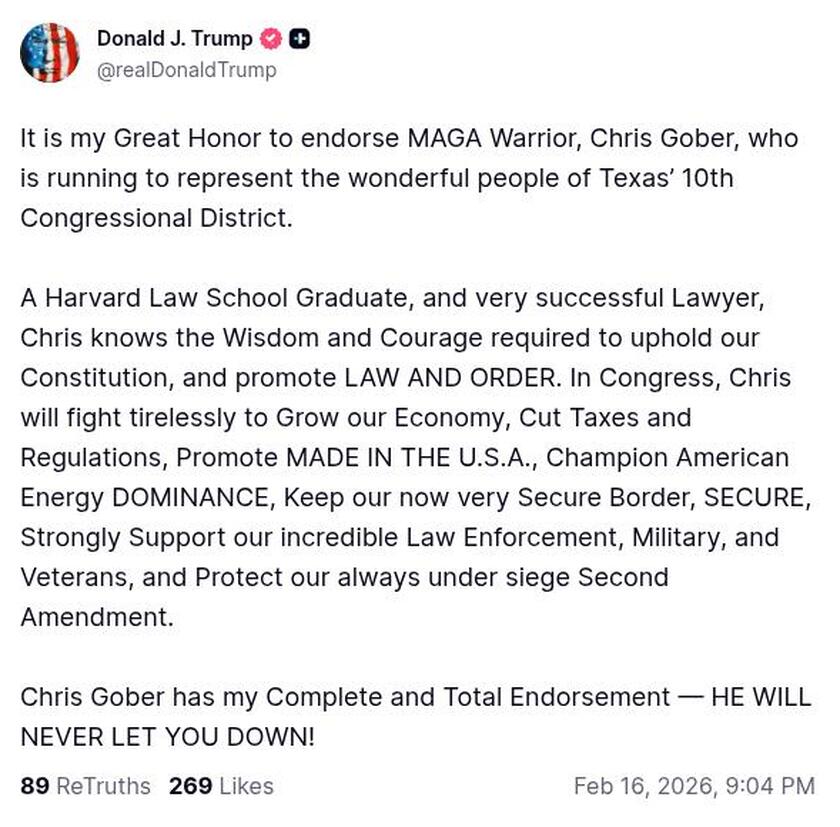 Post image from Donald Trump