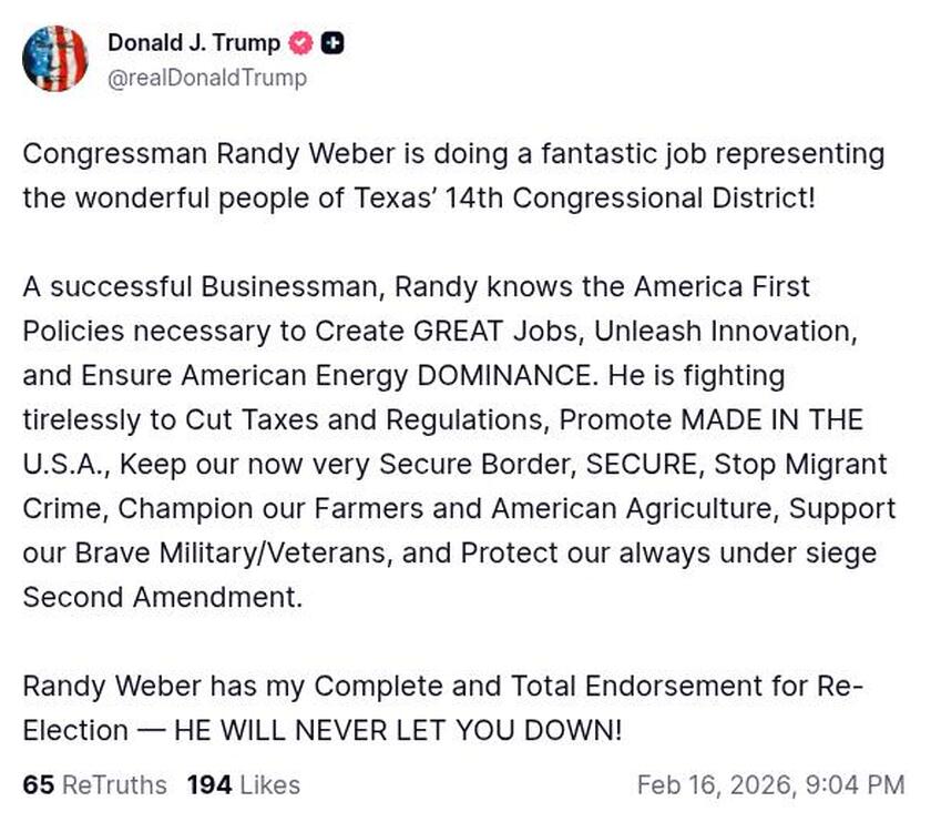 Post image from Donald Trump