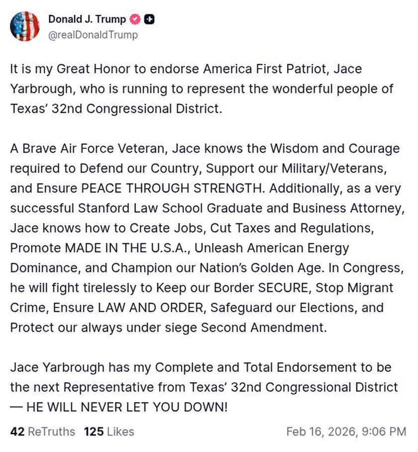 Post image from Donald Trump