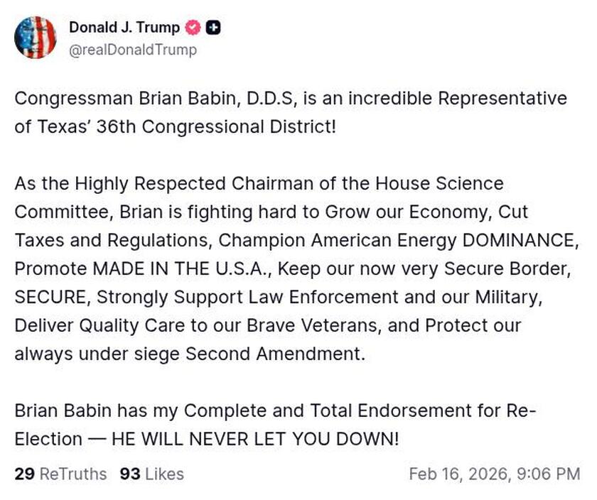 Post image from Donald Trump