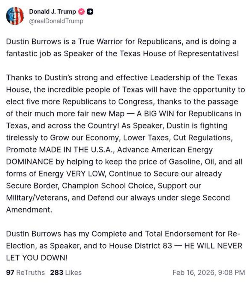 Post image from Donald Trump