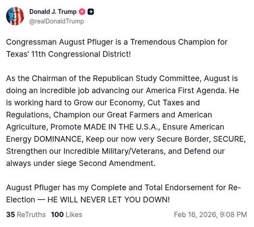 Post image from Donald Trump