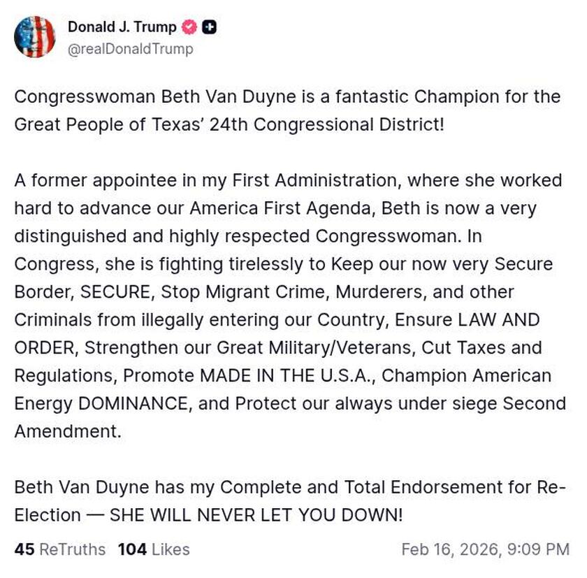 Post image from Donald Trump