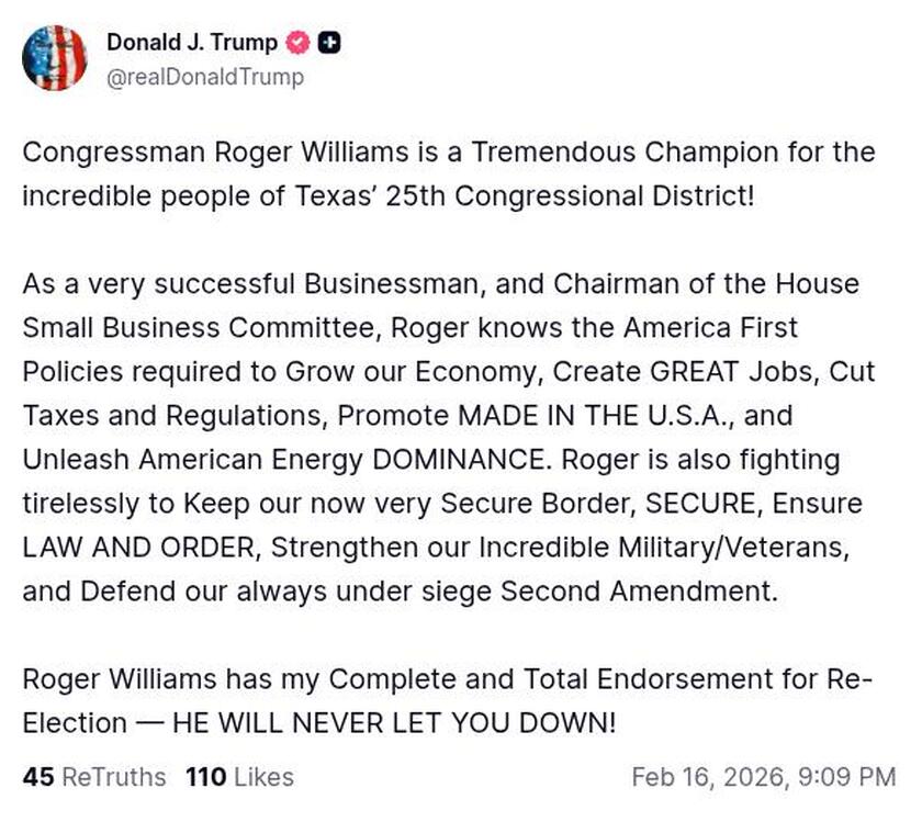 Post image from Donald Trump