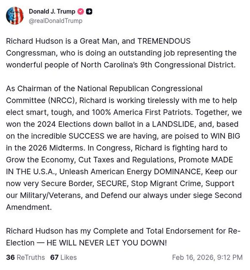 Post image from Donald Trump