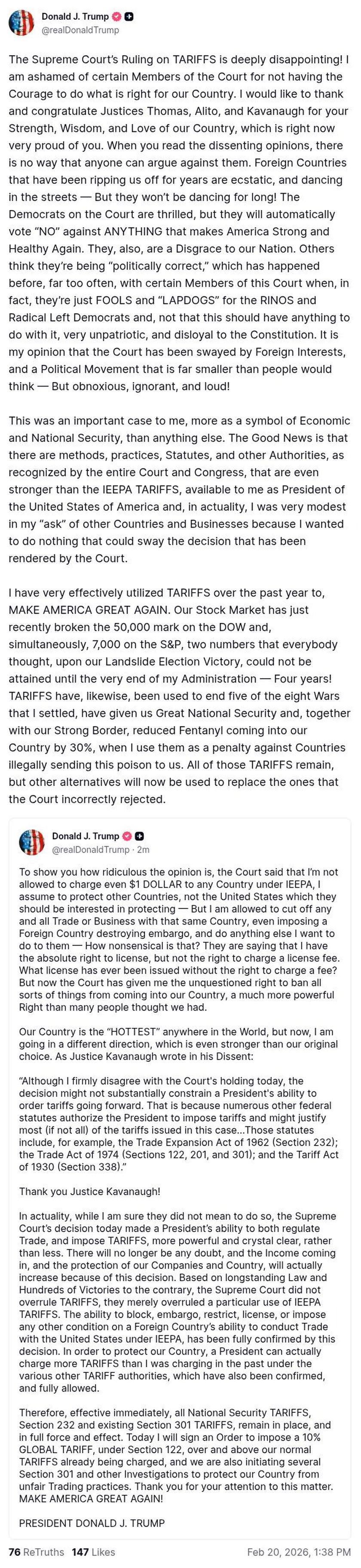 Post image from Donald Trump