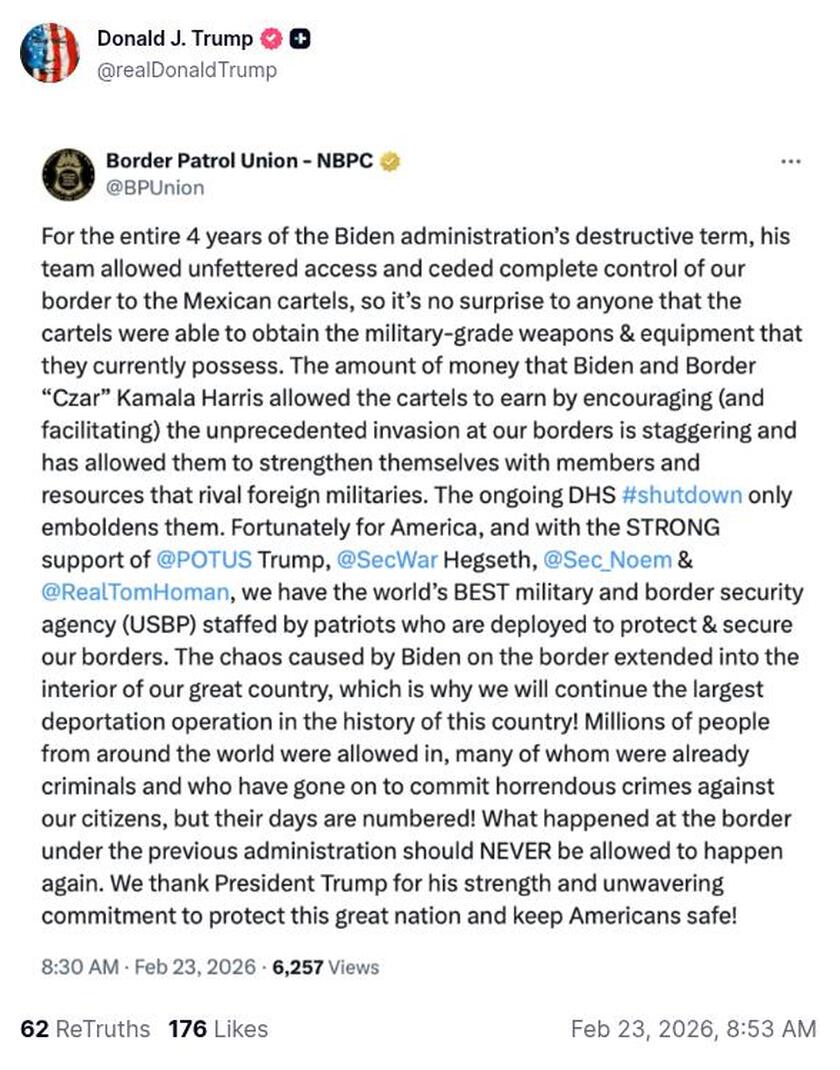 Post image from Donald Trump