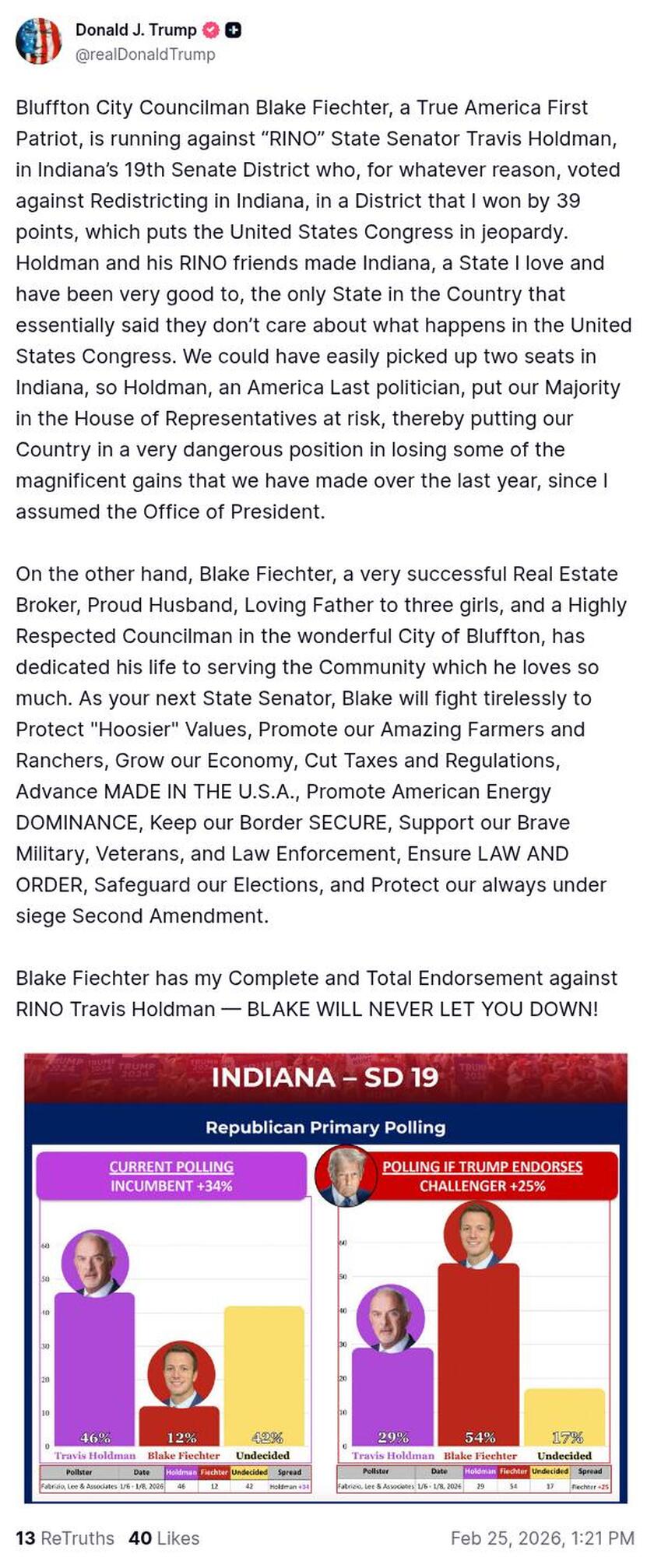 Post image from Donald Trump