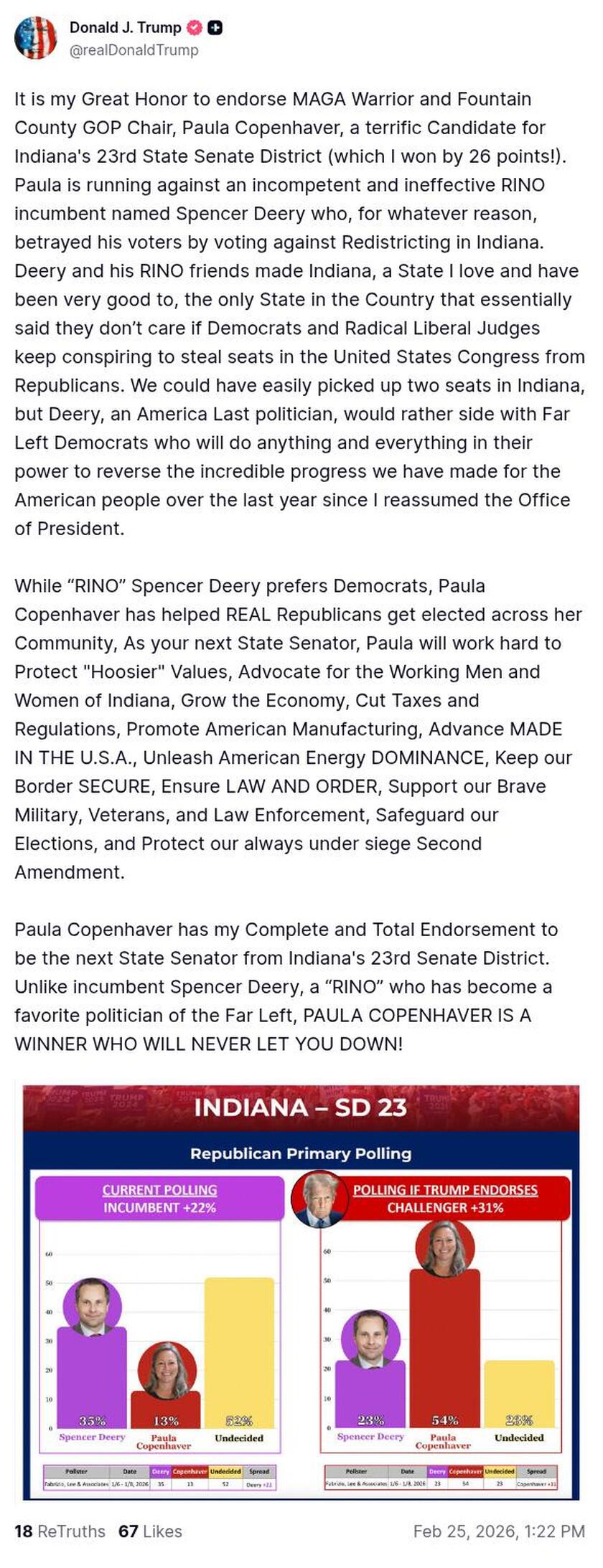 Post image from Donald Trump