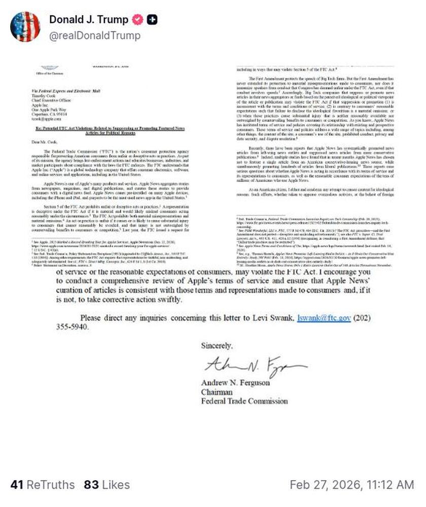 Post image from Donald Trump