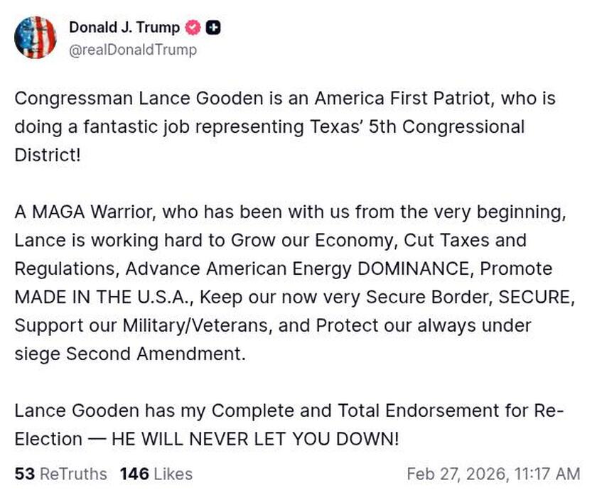 Post image from Donald Trump