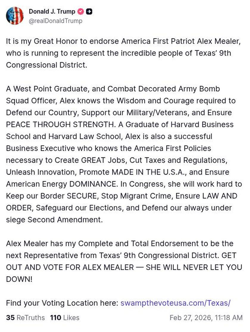 Post image from Donald Trump