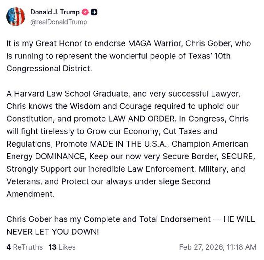 Post image from Donald Trump