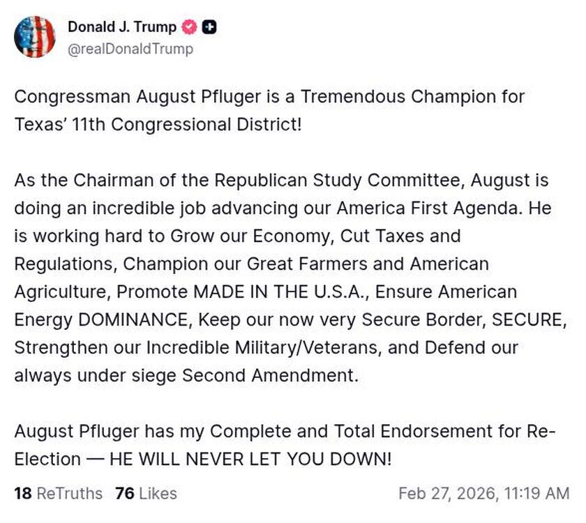 Post image from Donald Trump