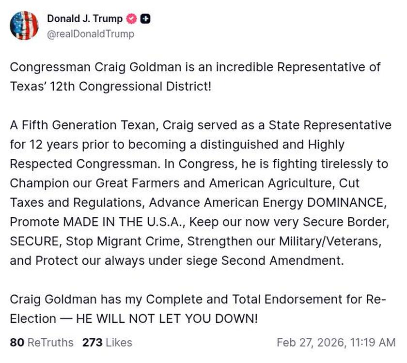 Post image from Donald Trump