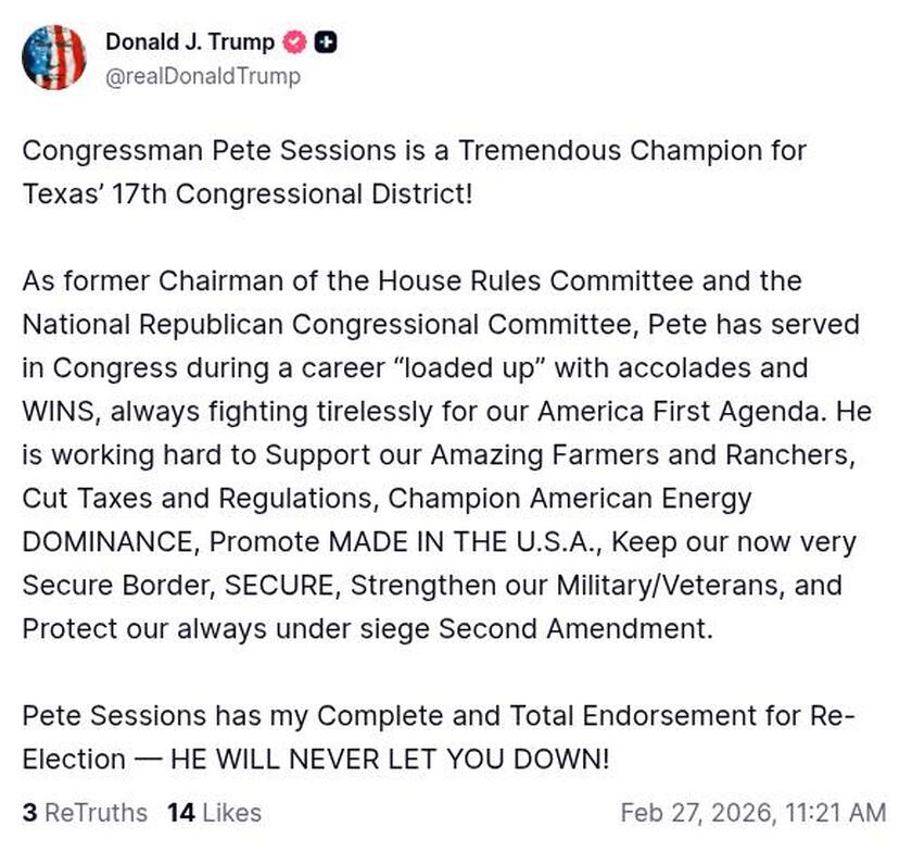 Post image from Donald Trump